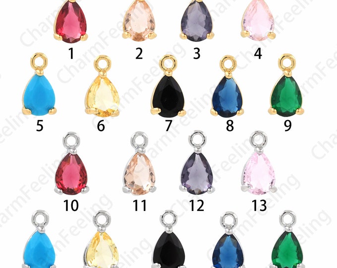 Waterdrop Necklace, Teardrop Pendant, Micropavé CZ Waterdrop Necklace, 18K Gold Filled Teardrop Charm, DIY Jewelry Supplies,10x5x3mm