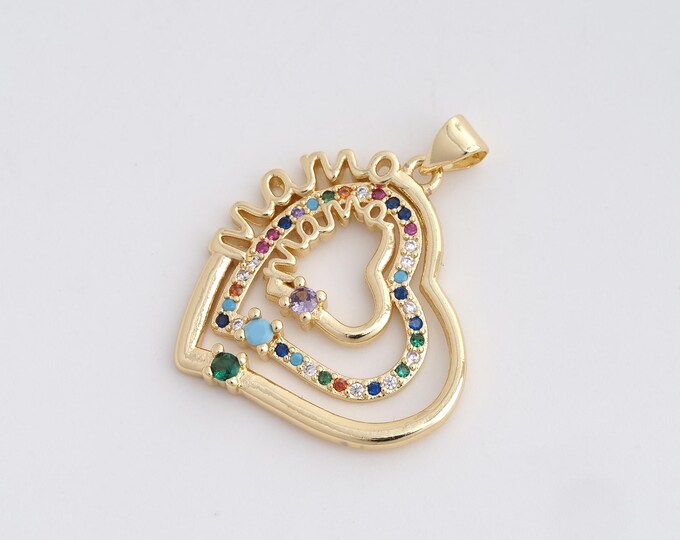 Heart Charm, Micropavé CZ Heart Pendant, 18K Gold Filled Love Necklace,DIY Jewelry Accessories,31x25.8x3mm