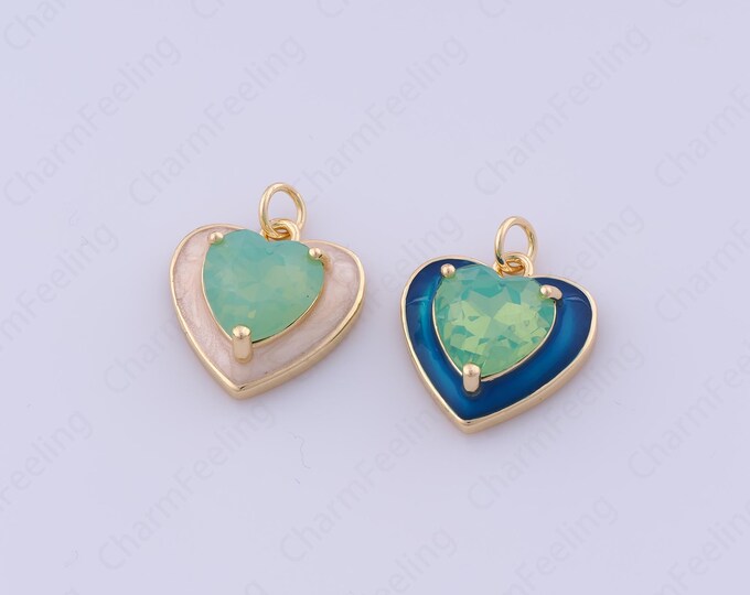 Micropavé CZ Heart Charm, 18K Gold Filled Heart Pendant, Heart Necklace, Love Necklace, DIY Jewelry Accessories 20x16.4x7.4mm