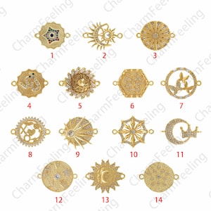18K Gold Filled Circular Connector,Connector Charm,Micropavé CZ Eye Connector,Multiple Styles to Choose From, DIY Bracelet Accessories