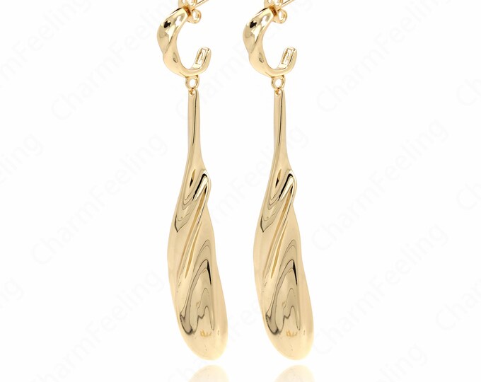 Boho Earrings,Fringe Earrings, 18K Gold Filled Long Earrings, Bar Earrings,Drop Earrings, DIY Jewelry Supplies, 82.5x13x9mm