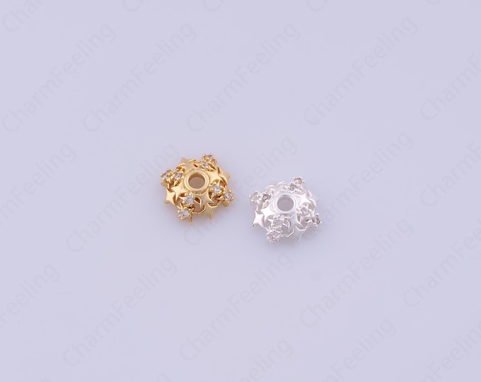 18K Gold Filled Flower Bead Caps,Pearl Caps,Round Bead Caps,Flower Caps,Spacer Jewelry, Brass Caps, DIY Gold Jewelry Making,10x2.8mm