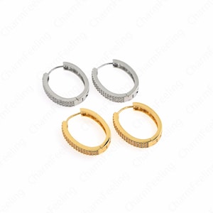 Oval Earrings,18K Gold Filled Party Earrings,Micropavé CZ Gold Earrings,Round Earrings,Dainty Earrings,DIY Jewelry Supplies 23.2x18.6x4mm