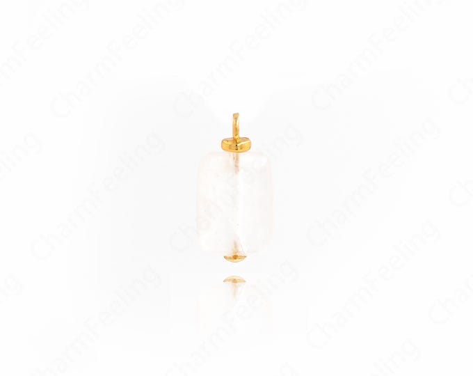 Natural Stone Pendant,Cylinder Charm,Ball Necklace,18K Gold Filled Ball Jewelry,DIY Jewelry Supplies,20x10x5.5mm