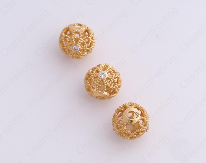 Gold Ball Spacer Beads, 18K Gold Filled Ball Beads,Dainty Ball Bracelet Necklace Spacer Beads, DIY Jewelry Supplies,9.8x9.6mm