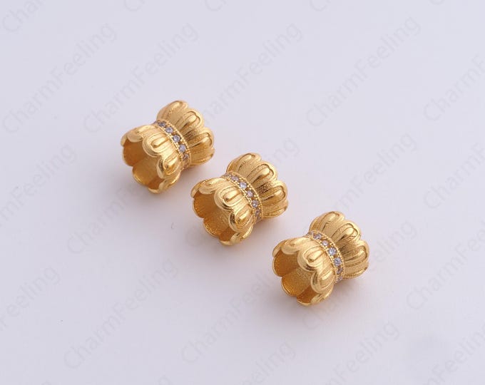 Gold Flower Spacer Beads, 18K Gold Filled Tube Beads,Dainty Flower Bracelet Necklace Spacer Beads, DIY Jewelry Supplies,8x8mm