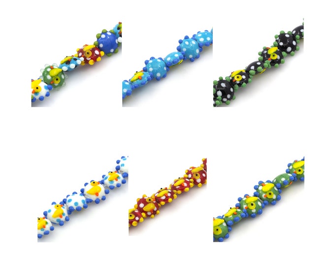 20 pcs, Glass Flat Beads, Murano Glass Beads, Duck Beads, Sun Beads, Glass Jewelry, Animal Beads, DIY Jewelry Supplies, 19x20x9mm