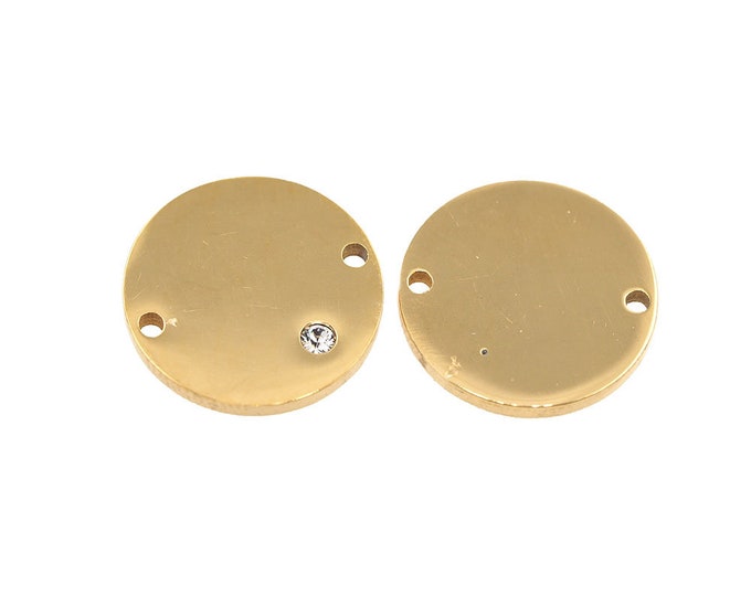 coin connector,Stainless Steel Round Bracelet Necklace Charm 15*15*1.5mm 1pcs