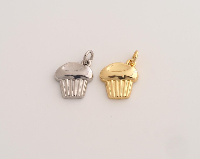 Cake Pendant,Dessert Pendant,18K Gold Filled Cake Charm,DIY Jewelry Accessories,17x12.3x2.8mm
