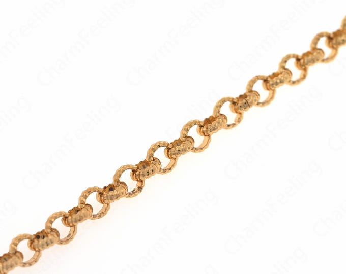 1 Meter, Brass Gold-Plated Chain, 18K Gold Filled Round Twisted Chain, Exquisite Chain Necklace, Welded Chain,5.8x1.9mm
