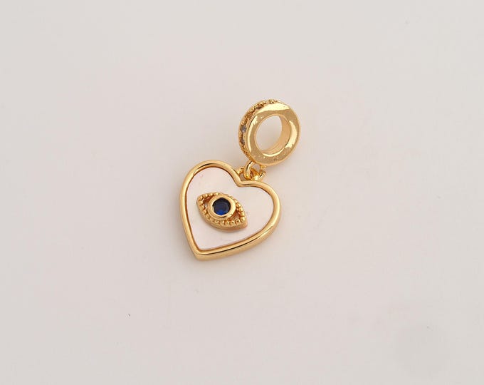 CZ Heart Eye Pendant,Fritillaria Evil Eye Pendant,18K Gold Filled Devil Eye Charm,DIY Jewelry Accessories,23.3x13.3x4mm