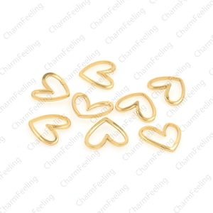 18K Gold-plated brass heart pendant, heart-shaped original brass connector, used to make necklaces/bracelets 11.4x13x1.2mm 1pcs