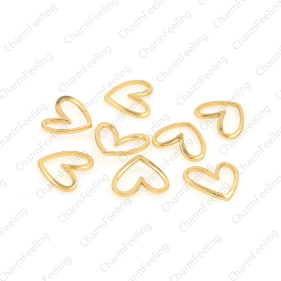 18K Gold-plated brass heart pendant, heart-shaped original brass connector, used to make necklaces/bracelets 11.4x13x1.2mm 1pcs
