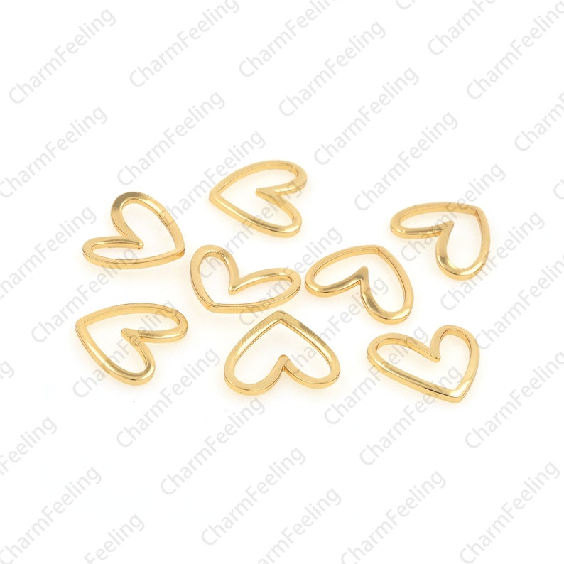 18K Gold-plated brass heart pendant, heart-shaped original brass connector, used to make necklaces/bracelets 11.4x13x1.2mm 1pcs image 1