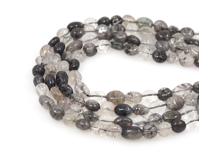 Natural Stone Beads, Black Gem Beads, Natural Stone Chain,Gem Charm, Gem Chain, DIY Bracelet Necklace Accessories, 8x10mm