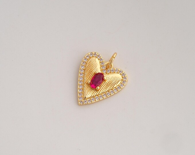 CZ Heart Pendant,Love Pendant,18K Gold Filled Heart Charm,DIY Jewelry Accessories,19x13.7x3.4mm