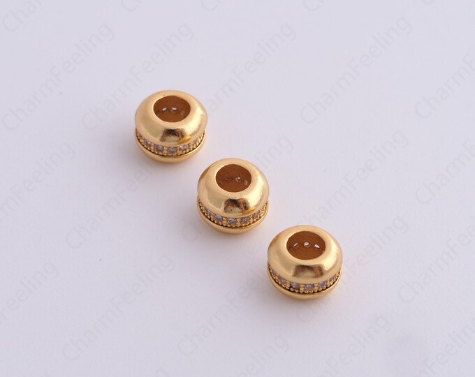 Gold Round Spacer Beads, 18K Gold Filled Tube Beads,Dainty Round Bracelet Necklace Spacer Beads, DIY Jewelry Supplies,6.3x4.7mm