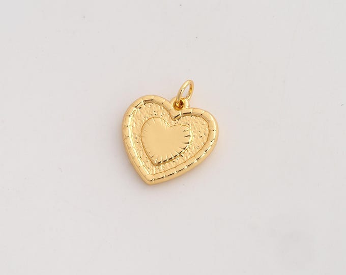 Heart Pendant,Love Pendant,18K Gold Filled Heart Charm,DIY Jewelry Accessories,19.5x16.8x2.5mm