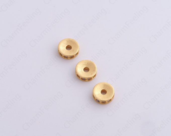 Gold Round Spacer Beads, 18K Gold Filled Flat Beads,Dainty Disc Bracelet Necklace Spacer Beads, DIY Jewelry Supplies,6x2mm