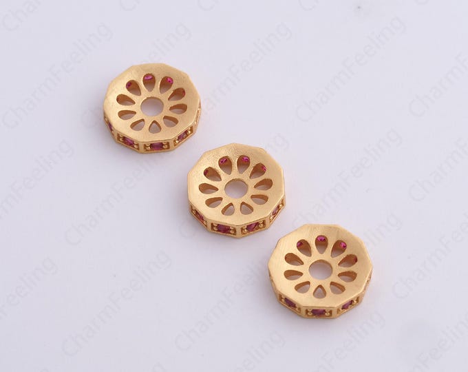 Gold Round Spacer Beads, 18K Gold Filled Flat Beads,Dainty Disc Bracelet Necklace Spacer Beads, DIY Jewelry Supplies,10x2.2mm