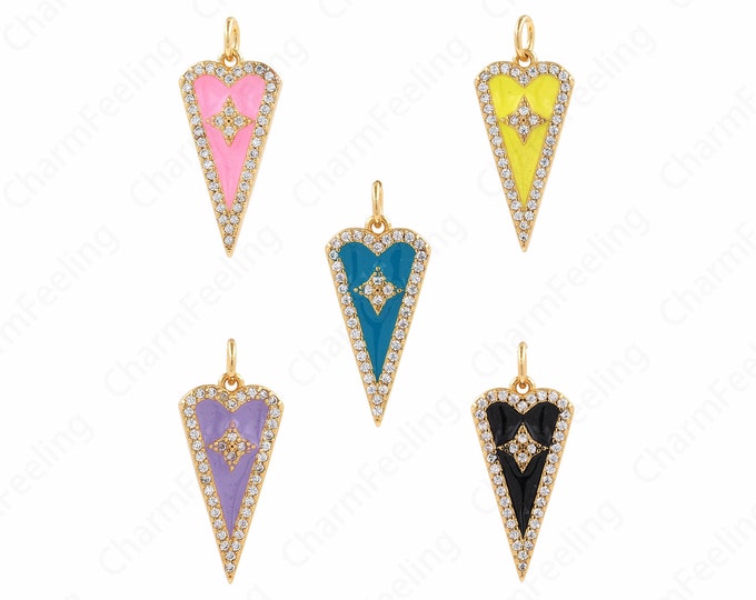 Enamel Heart-Shaped Pendant, Enamel Heart Charm,Heart-Shaped Necklace, Enamel Charm DIY Jewelry Making Accessories 25.5x11x2mm
