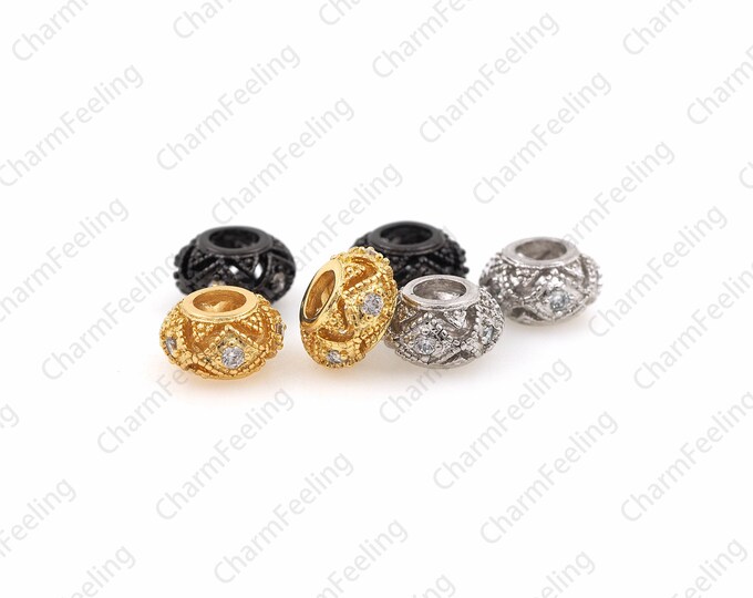 Round Tone Spacer Beads,hollow rhinestone bead，Ball Spacer Beads  11× 6.3mm Hole4.7mm  1pcs
