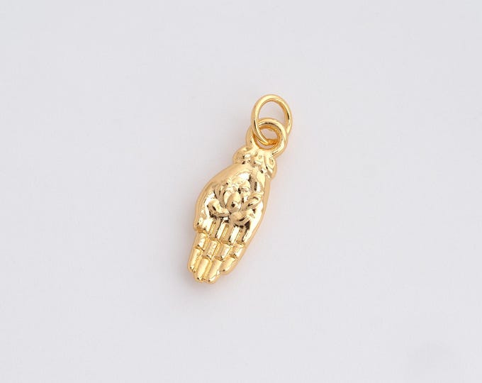 18K Gold Filled Hand Pendant, Hand Necklace, Hamsa Pendant, DIY Jewelry Accessories 20.8x6.4x2.2mm