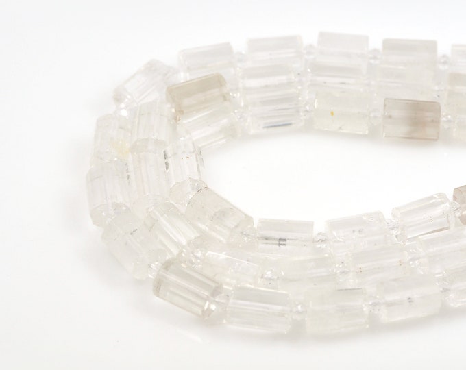 White Crystal Gemstone Beads,Cylindrical Beads,Natural Stone Necklaces,Gemstone Necklaces,DIY Bracelet Accessories,10x14mm