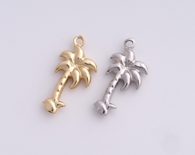 Palm Tree Charm,18K Gold Filled Tree Of Life Pendant,Plant Necklace,Tree Pendant,DIY Jewelry Making Accessories,25x12x3mm