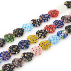 Thousand Flower Jewelry,Heart Flower Glass Beads,Heart Jewelry,Murano Glass Beads,Flower Jewelry,Love Beads,DIY Jewelry Supplies,12\18mm