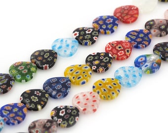 Thousand Flower Jewelry,Heart Flower Glass Beads,Heart Jewelry,Murano Glass Beads,Flower Jewelry,Love Beads,DIY Jewelry Supplies,12\18mm