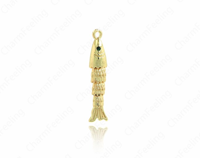 Fish Jewelry, Dainty Fish Necklace, Tropical Fish Pendant, 18K Gold Filled Fish Pendant,Marine Life Jewelry, 31x6.5x5.8mm