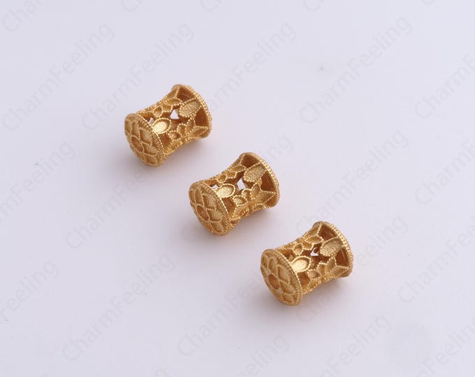 Gold Round Spacer Beads, 18K Gold Filled Tube Beads,Dainty Round Bracelet Necklace Spacer Beads, DIY Jewelry Supplies,9.6x6.7mm