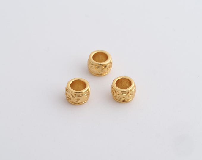5 pcs Gold Tube Spacer Beads, 18K Gold Filled Cylinder Beads,Flat Bracelet Necklace Spacer Beads, DIY Jewelry Supplies,5.3x3.7mm