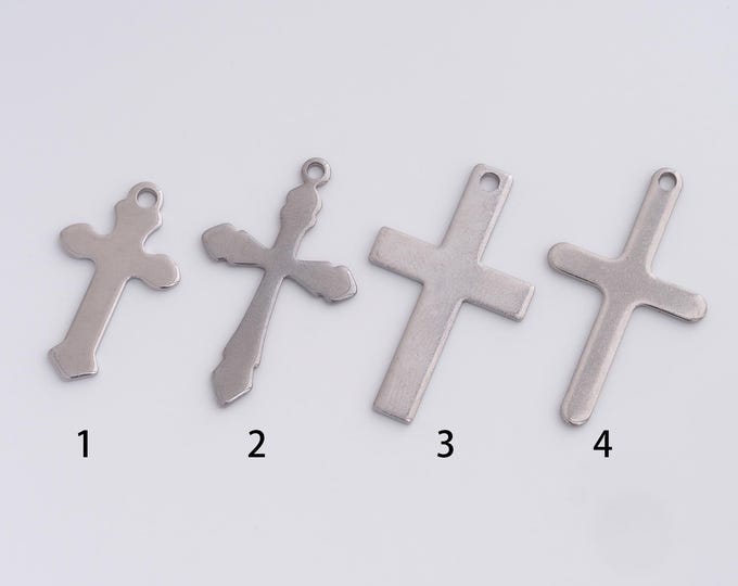 10 pcs Stainless Steel Cross Pendant,Christian Charm,Cross Necklace,Cross Charm,DIY Jewelry Accessories