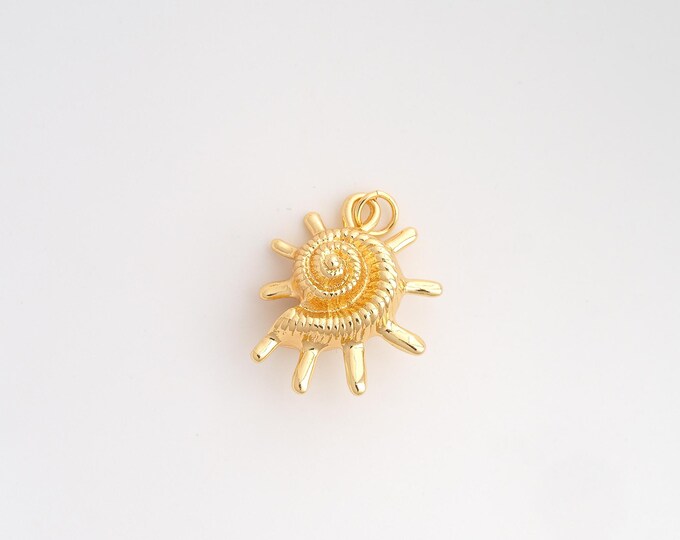 Snail Shell Pendant,Shell Pendant,18K Gold Filled Snail Shell Charm,DIY Jewelry Accessories,26.3x18.6x10.5mm