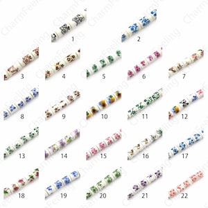 Perles végétales, perles cylindriques en céramique, perles tubulaires, perles de fleurs en céramique peinte, céramique peinte à la main, fournitures de bijoux de bricolage, 8x10mm