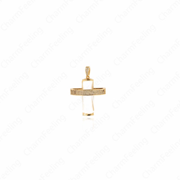 Square Pendant, Micropavé CZ Square Charm, 18K Gold Filled Star Ring Pendant, Zircon Charms, DIY Jewelry Supplies, 42.5x31x11.5mm
