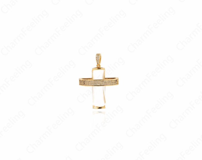 Square Pendant, Micropavé CZ Square Charm, 18K Gold Filled Star Ring Pendant, Zircon Charms, DIY Jewelry Supplies, 42.5x31x11.5mm