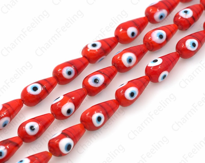 Water Drop Eye Beads, Murano Glass Jewelry, Eye Jewelry, Eye Spacer Beads, Tear Eye Beads, DIY Jewelry Supplies, 21x10mm