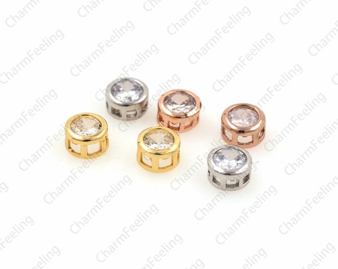 CZ mini round beads, CZ bead, small spacer beads, spacer beads charm, DIY bracelet/necklace bead accessories 6.5x3.9mm 1pcs