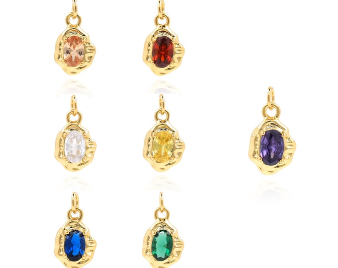 18K Gold Filled Crystal Pendant, Irregular Shape Necklace, Rhinestone Pendant, Crystal Charm, DIY Jewelry Accessories, 14.5x8x3.3mm