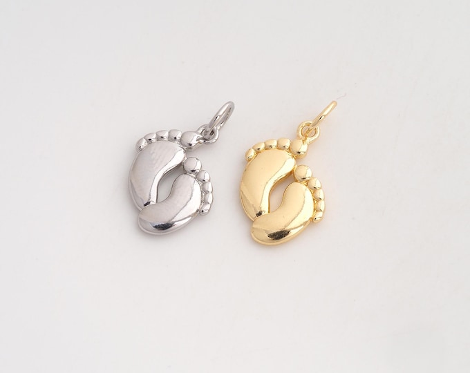 5 pcs Footprint Pendant,Foot Pendant,18K Gold Filled Footprint Charm,DIY Jewelry Accessories,23.3x13.3x2.4mm