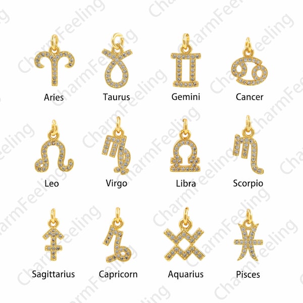 Zodiac Pendant, Zodiac Necklace, Micropavé CZ Zodiac Pendant, 18K Gold Filled Sagittarius Pendant, DIY Jewelry Accessories, 10x12.5x1.8mm