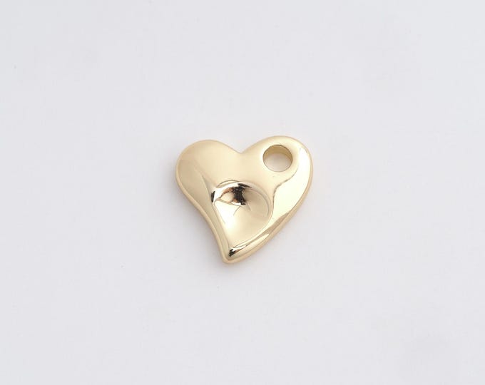 Heart Charm,Heart Pendant, 18K Gold Filled Love Necklace,DIY Jewelry Accessories,14.3x14x3mm