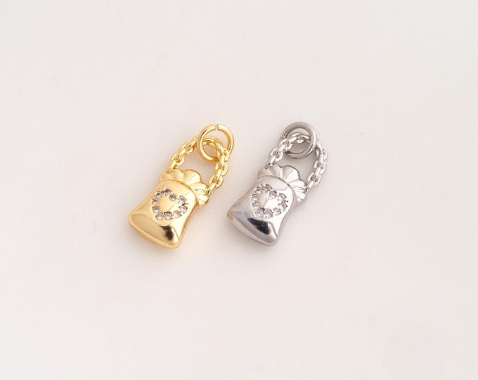 CZ Lucky Bag Pendant,Lucky Bag Pendant,18K Gold Filled Lucky Bag Charm,DIY Jewelry Accessories,19x7.8x3.8mm