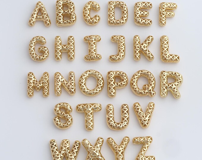 18K Gold Filled Initial Pendant, Letter Pendant, Alphabet Charm, DIY Jewelry Accessories, 21.7x18.7x5.7mm