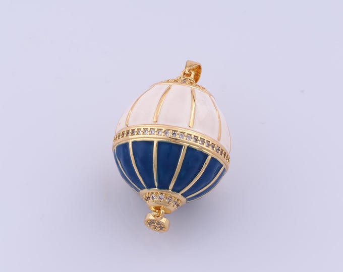 Enamel Hot Air Balloon Charm, 18K Gold Filled Hot Air Balloon Pendant,Hot Air Balloon Charm, DIY Jewelry Supplies, 44.5x24.2x24.2mm