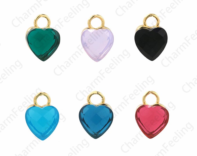 18K Gold Filled Crystal Heart Pendant, Micropavé CZ Love Necklace, Crystal Charm, Love Charm, DIY Jewelry Accessories12x9x6.5mm