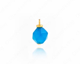 Natural Stone Pendant,Diamond Shape Charm,18K Gold Filled Gem Pendant,DIY Jewelry Supplies, 16x10x10mm